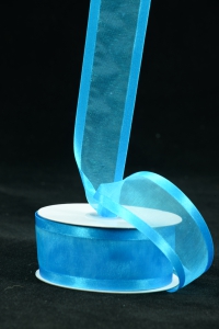 Organza Ribbon With Satin Edge , Turquoise, 1-1/2 Inch x 25 Yards (1 Spool) SALE ITEM